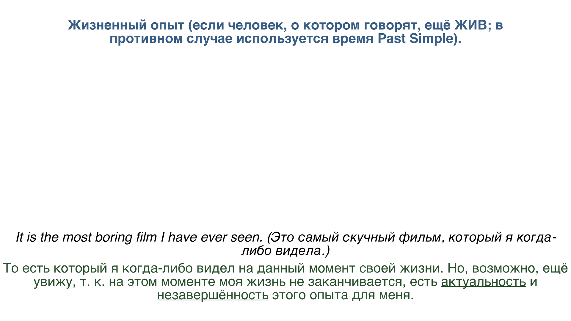 Схема Present Perfect для жизненного опыта.