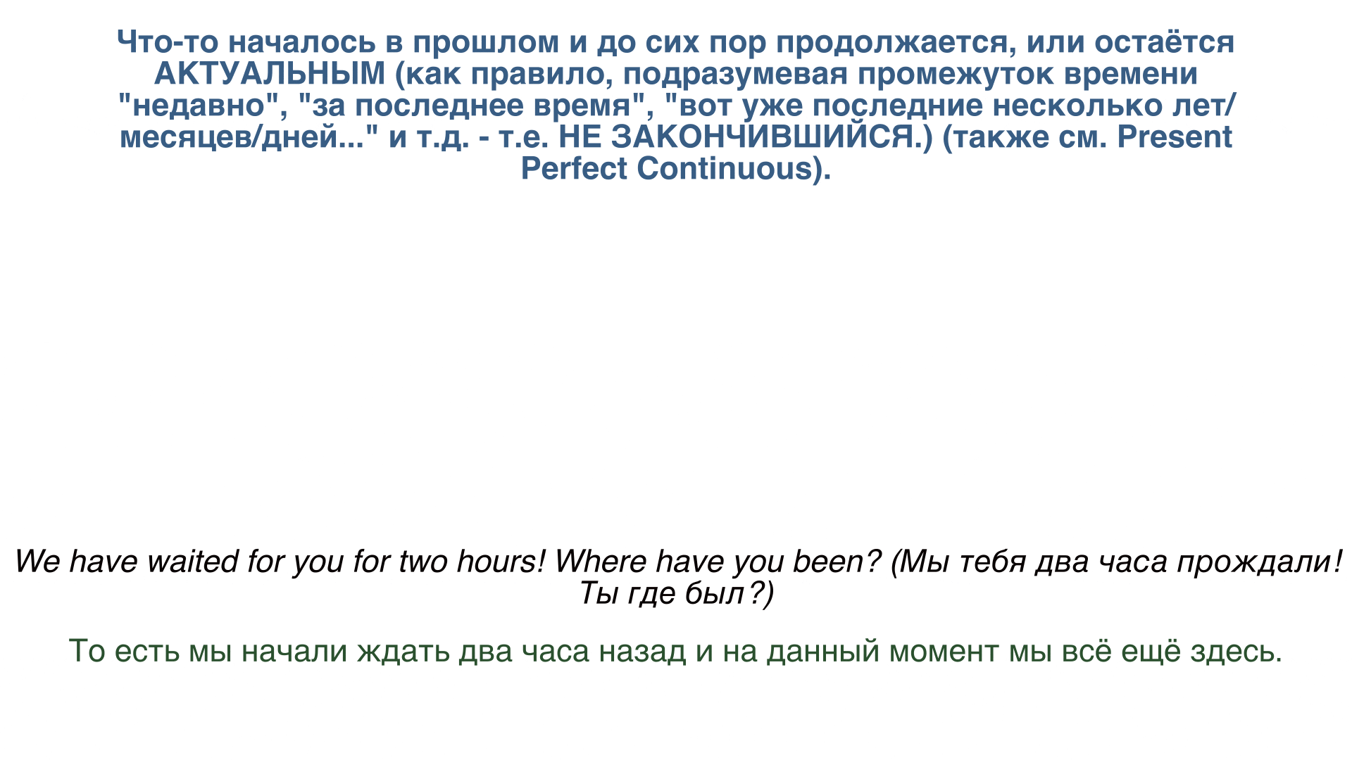 Схема Present Perfect для действия, продолжающегося до настоящего.